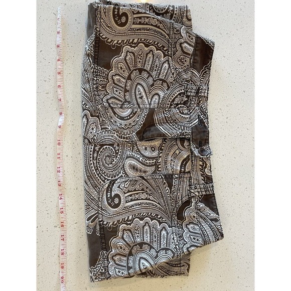 Ann Taylor LOFT Linen Blend Paisley Skirt Brown & Cream Zipper‎ Size 6 - Picture 2 of 7